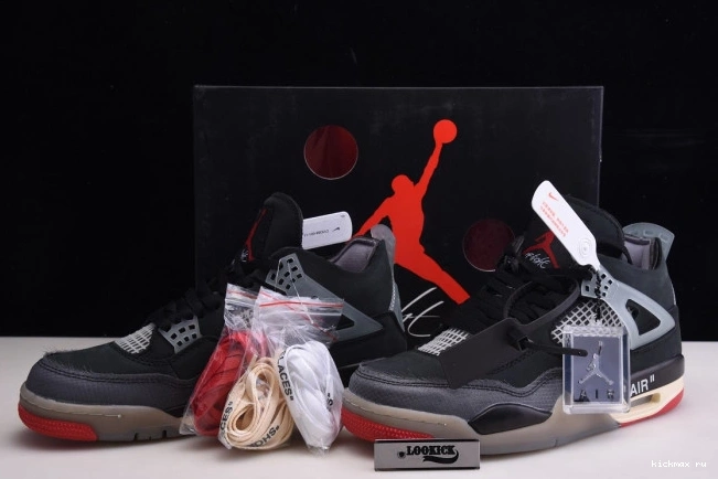 Cheap CV9388-001 Off x Jordan 4 Air Bred White Retro 0729